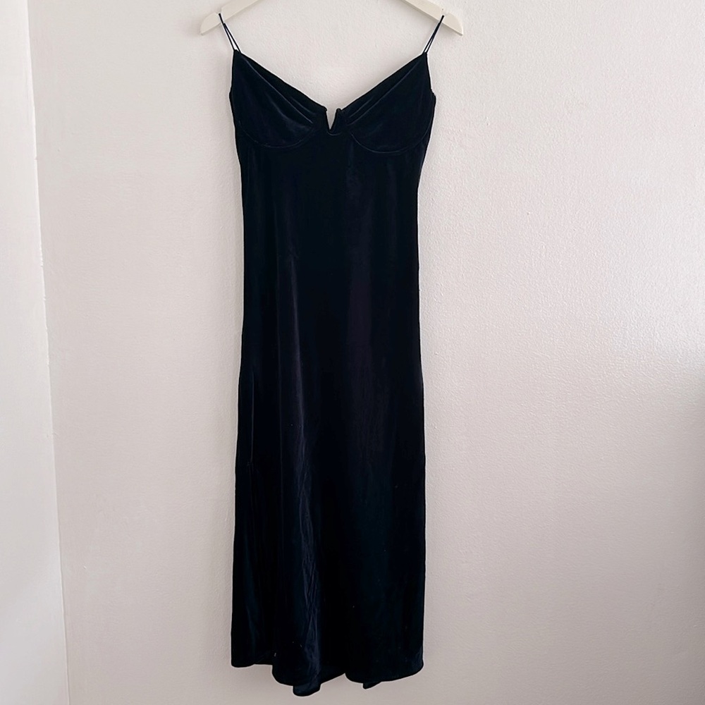 Velvet below the knee slit dress